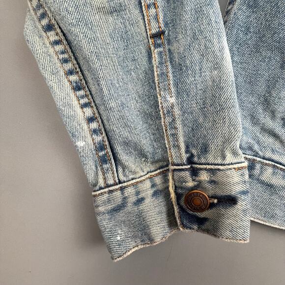 Vintage Gap 1969 Denim Jacket XS Beaded Floral Y2K Custom Folk Boho - Picture 7 of 10